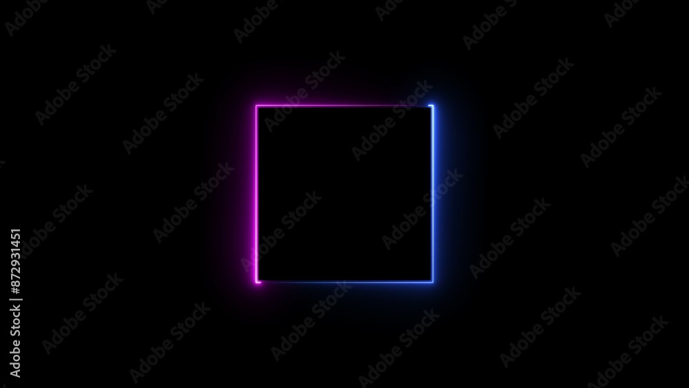 Abstract neon line rectangle icon illustration background 4k. Abstract neon line rectangle icon illustration background 4k.