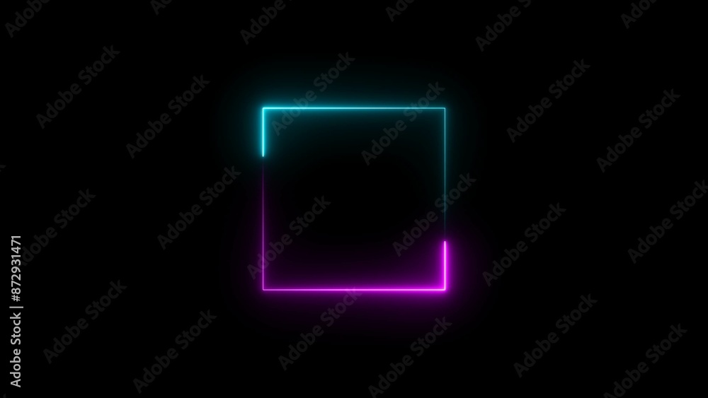 Abstract neon line rectangle icon illustration background 4k. Abstract neon line rectangle icon illustration background 4k.