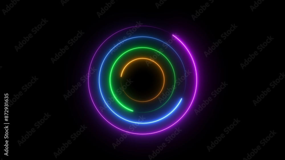 Abstract Glowing Neon circle loading icon concept illustration background 4k. Abstract Glowing Neon circle loading icon concept illustration background 4k.