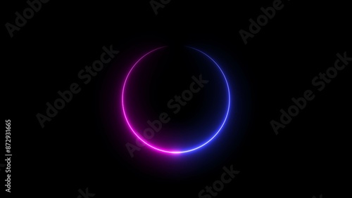 Abstract Glowing Neon circle icon concept illustration background.