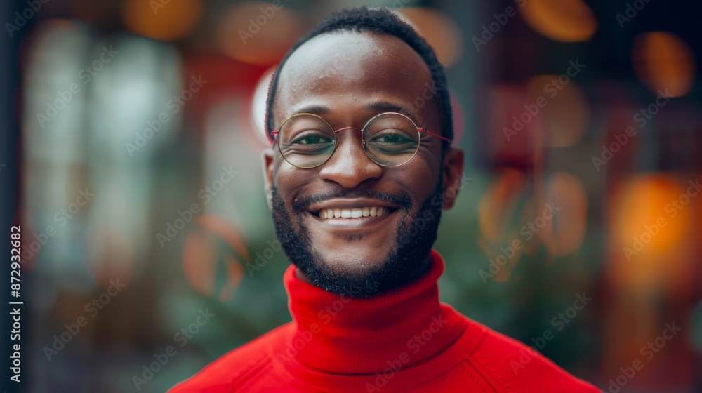 Portrait of a light black man standing smiling at the camera Portrait of a light black man standing smiling at the camera