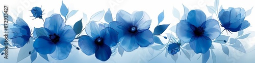 Blue Floral Design Vector Art