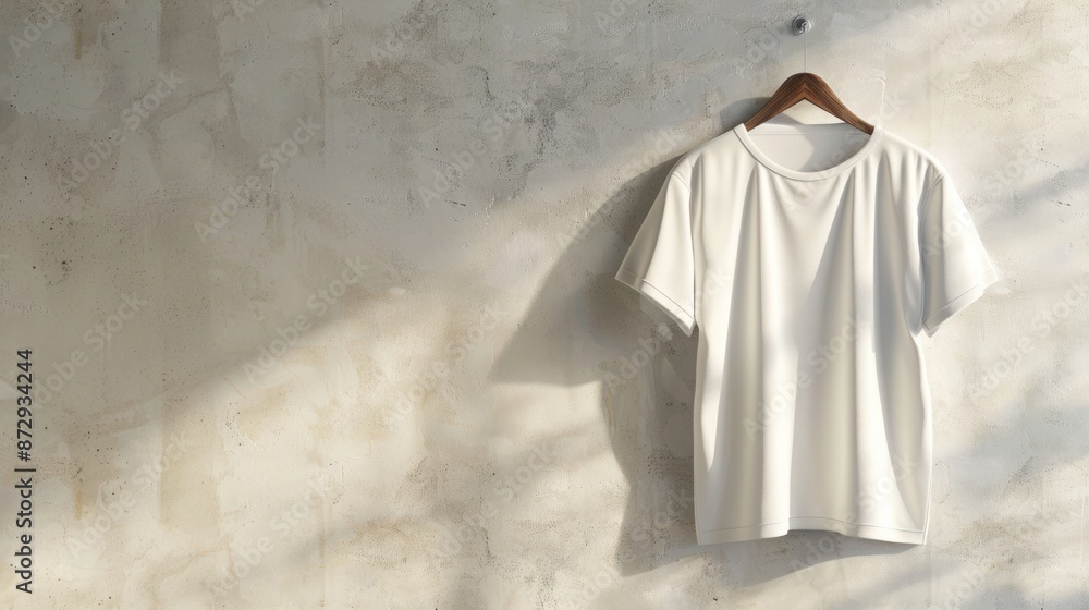 Naklejka premium White T-shirt Hanging on a Wall