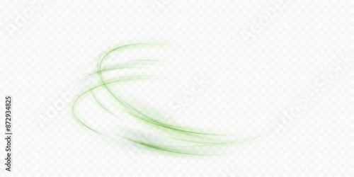 Green bright wind lines bright green twirl on a white background. Colorful effect for pharmaceutical perfume design Web design and illustration