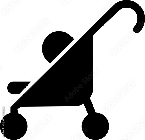 Baby stroller icon. Simple baby carriage icon. Children and baby carriage, child buggy, kid trolley sign. newborn baby pushchair symbol, isolated on transparent background, for apps and websites.