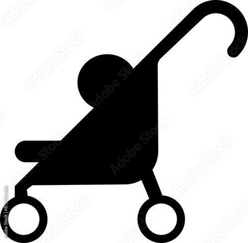 Baby stroller icon. Simple baby carriage icon. Children and baby carriage, child buggy, kid trolley sign. newborn baby pushchair symbol, isolated on transparent background, for apps and websites.