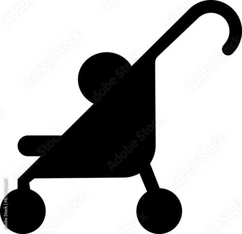 Baby stroller icon. Simple baby carriage icon. Children and baby carriage, child buggy, kid trolley sign. newborn baby pushchair symbol, isolated on transparent background, for apps and websites.