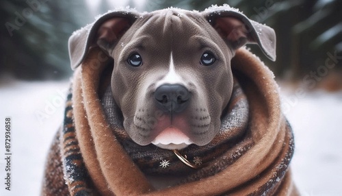 Pitbull im Winter photo