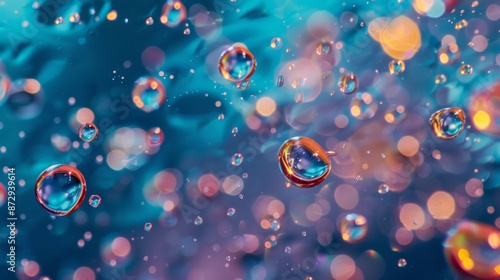 Wallpaper Mural Colorful Water Droplets on Blue Background Torontodigital.ca