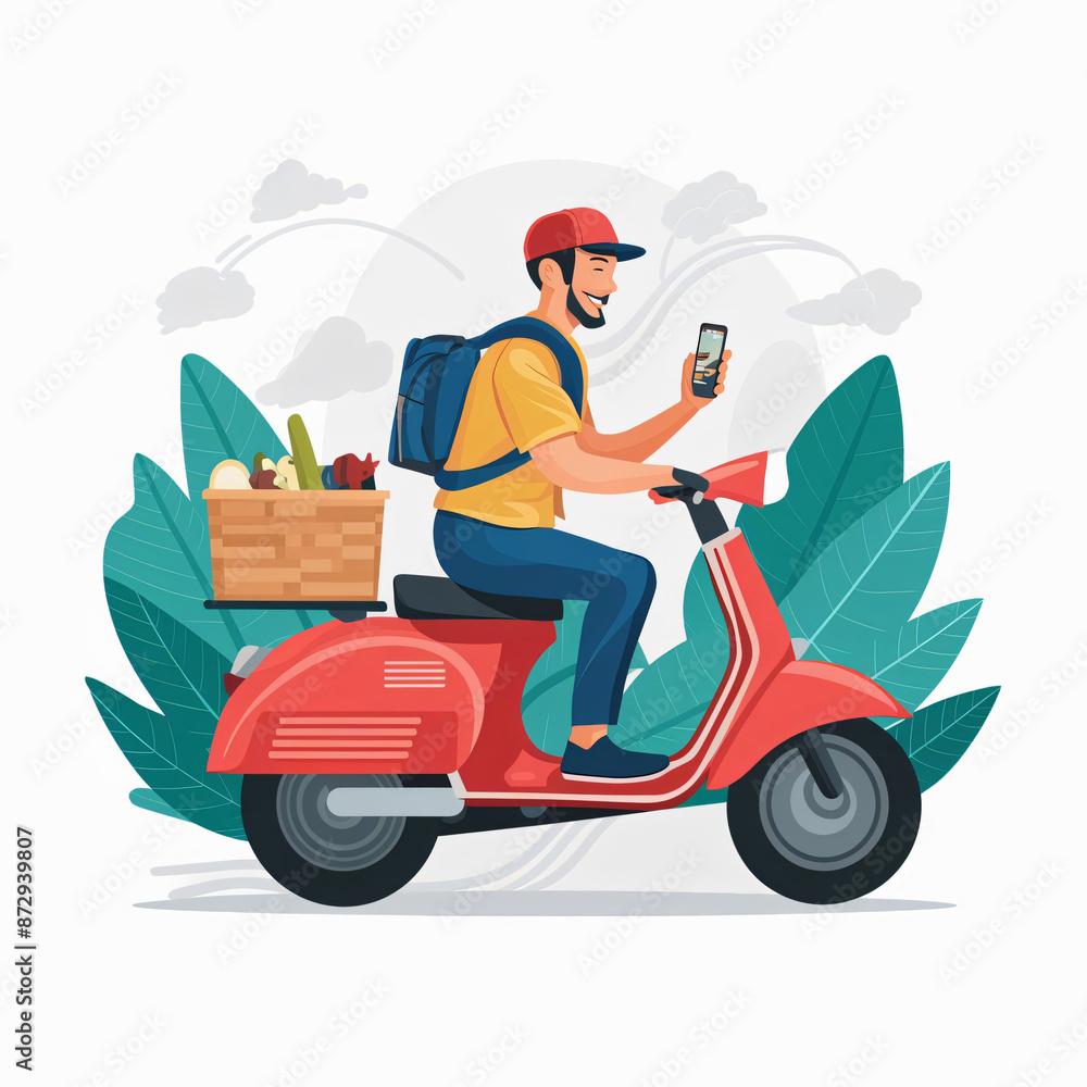 A mobile splash screen for a food delivery illustration A mobile splash screen for a food delivery illustration