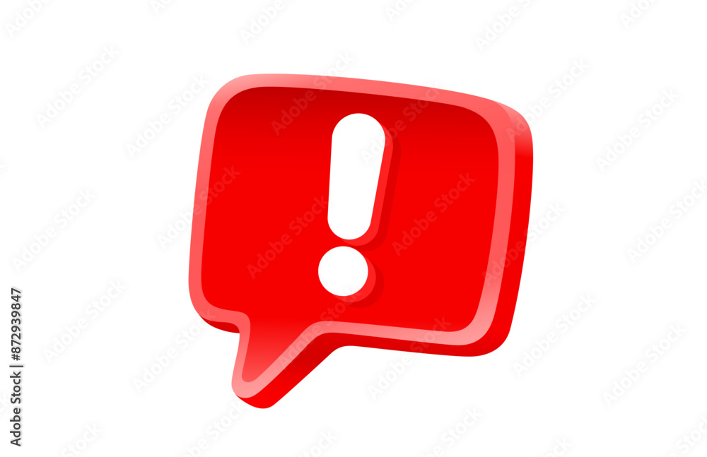 Exclamation mark in chat frame, symbol of important information. Vector illustration Exclamation mark in chat frame, symbol of important information. Vector illustration