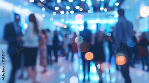 Wallpaper Mural Professional business gathering at office center with blurred motion of people socializing and networking at corporate event Torontodigital.ca