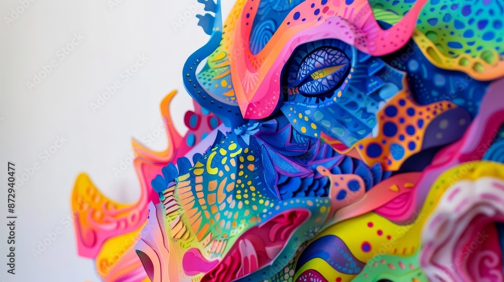 Vibrant abstract paper art in colorful 3D shapes and patterns, showcasing intricate design and creativity. Vibrant abstract paper art in colorful 3D shapes and patterns, showcasing intricate design and creativity.