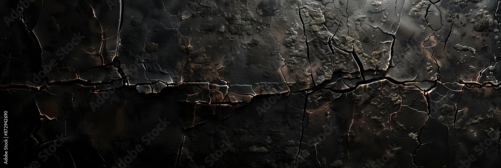 Obraz premium A grunge texture background with dark and moody tones, cracked surfaces, and worn-out details.