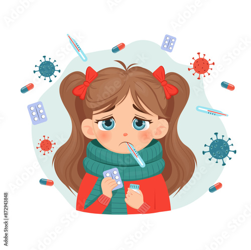 A person with a cold. The girl is sick.
