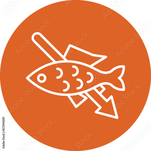 Spearfishing line circle icon