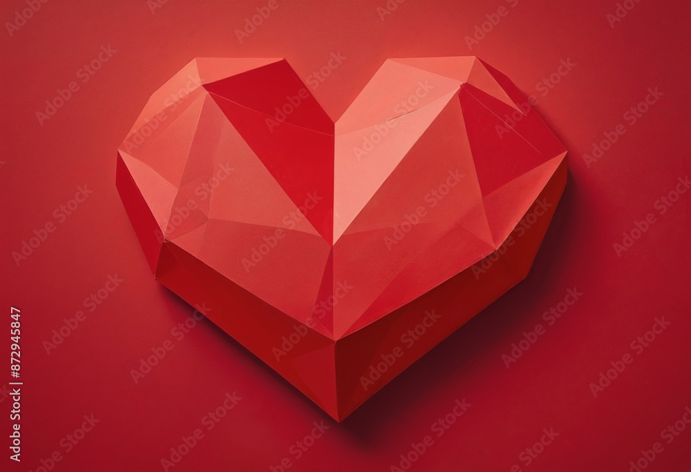 Red polygonal paper heart shape Red polygonal paper heart shape