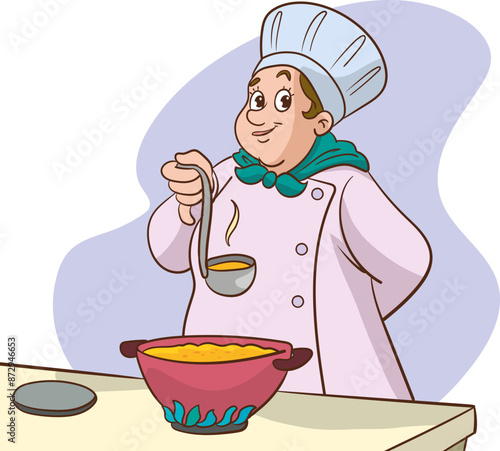 Young woman cooking in the kitchen. Healthy food. Healthy Lifestyle. Cooking at home. vector illustrations.