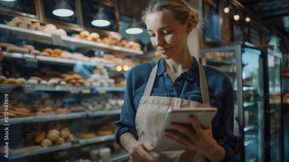 The baker with tablet The baker with tablet