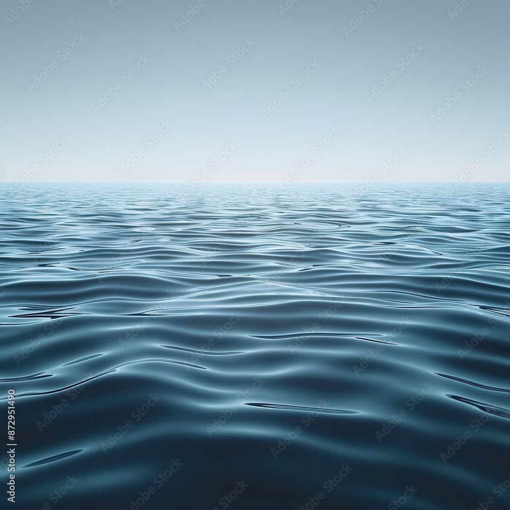 Smooth ocean waves stretching to the horizon under a serene, clear sky creating a calming and tranquil seascape. Perfect for backgrounds and designs. Smooth ocean waves stretching to the horizon under a serene, clear sky creating a calming and tranquil seascape. Perfect for backgrounds and designs.