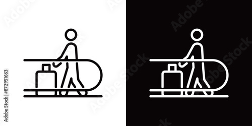 シンプルな動く歩道のラインアイコン
