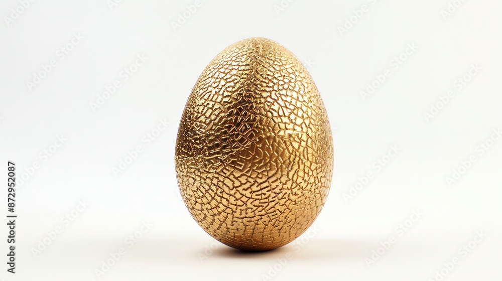 A single golden egg on a white background. A single golden egg on a white background.