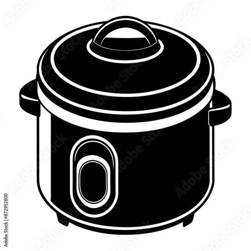 A vector line art depiction of an electric rice cooker
