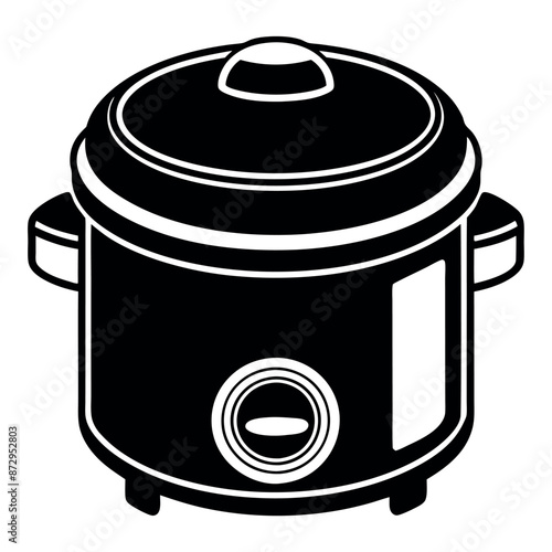 A vector line art depiction of an electric rice cooker
