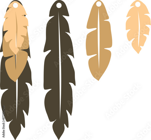 Feathers earrings vector . Eardrop element. Laser cut template