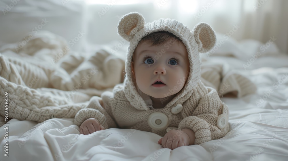 The baby in knitted outfit The baby in knitted outfit