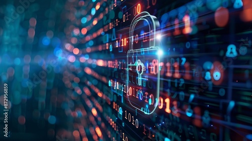Cyber security and data protection concept with digital lock symbol, internet network security for protecting business and financial transaction data from cyber attacks, ensuring user private data sec