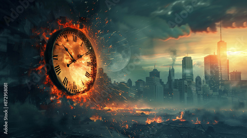 Clock representing the end of the world. concept of abstract time and the end of time