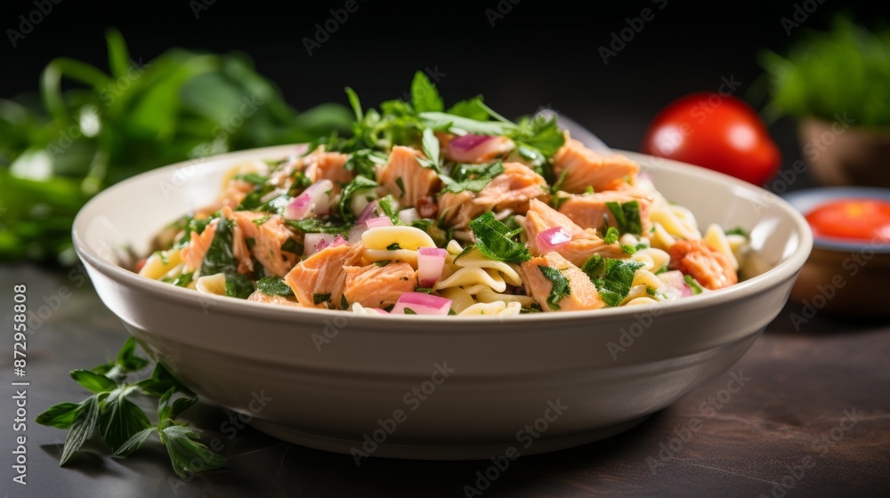Salmon Pasta Salad with Parsley and Red Onion Salmon Pasta Salad with Parsley and Red Onion