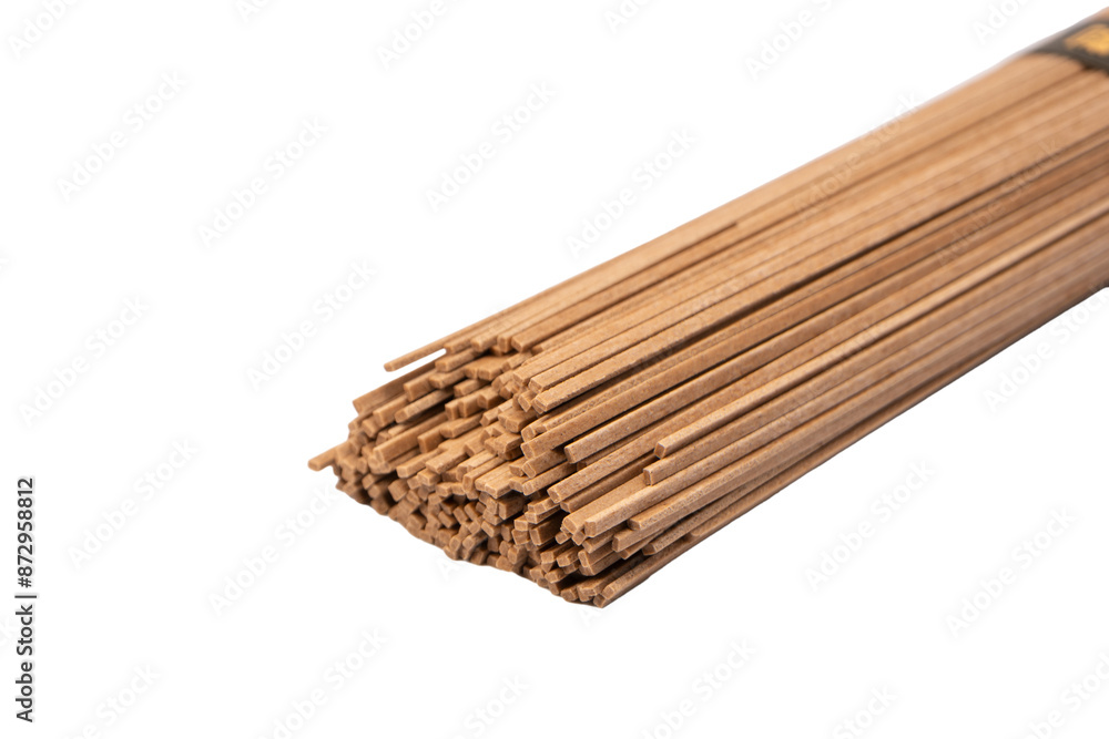 Buckwheat noodles isolated on a white background.