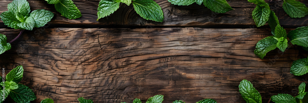 mint on wooden board mint on wooden board