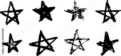Star graffiti paint symbol. Set of illustration. Rough spray grunge urban element. Dirty art street brush sign. Ink graffiti sketch