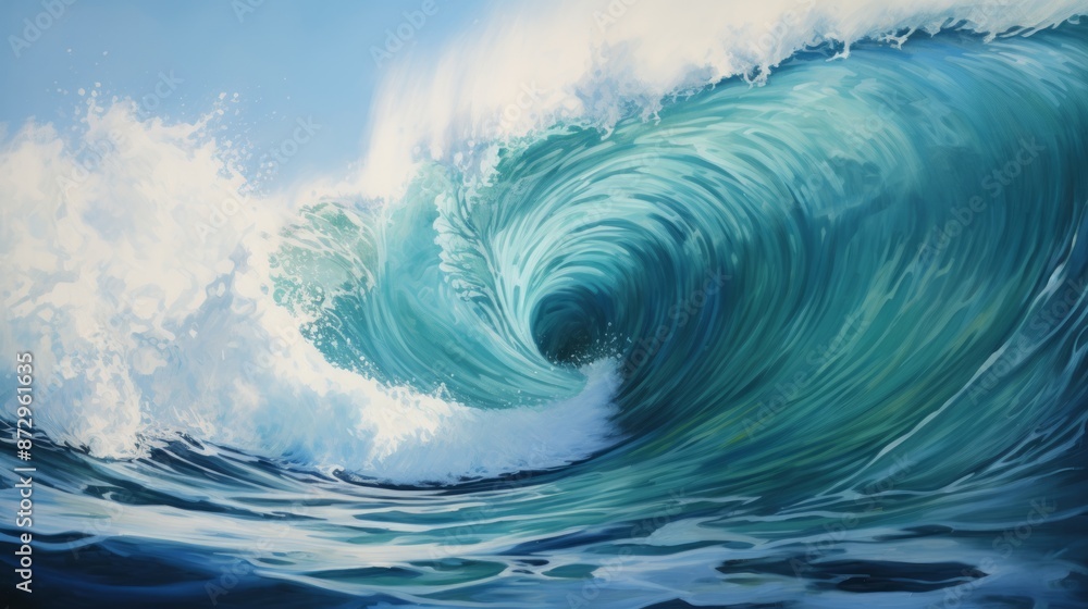 A powerful ocean wave crashing against a sandy beach. A powerful ocean wave crashing against a sandy beach.