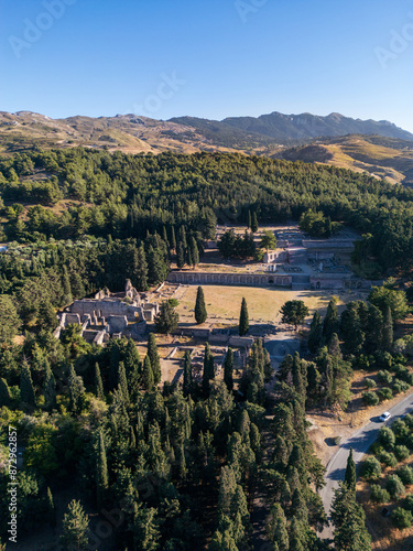 Aerial view of Asklepion open-air museum, Kos island, Greece. 