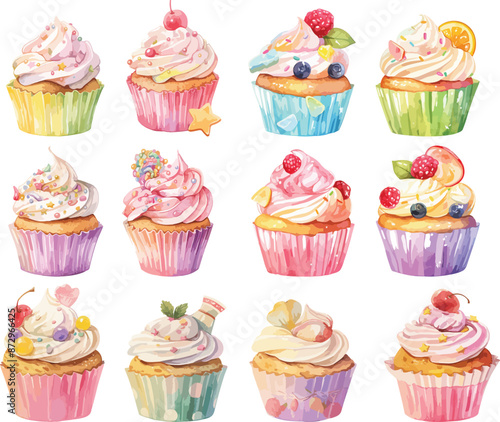 cupcake watercolor clipart