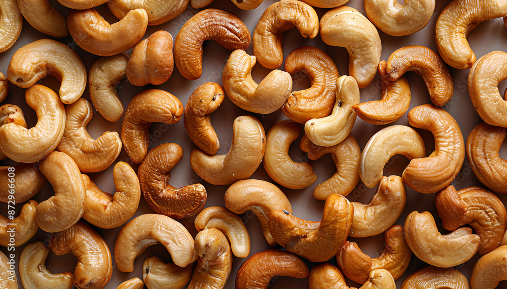 Many tasty cashew nuts as background, top view Many tasty cashew nuts as background, top view