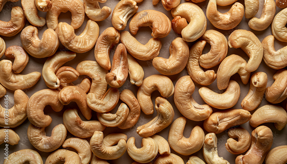 Many tasty cashew nuts as background, top view Many tasty cashew nuts as background, top view