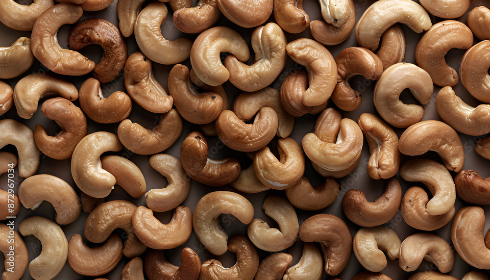 Many tasty cashew nuts as background, top view Many tasty cashew nuts as background, top view