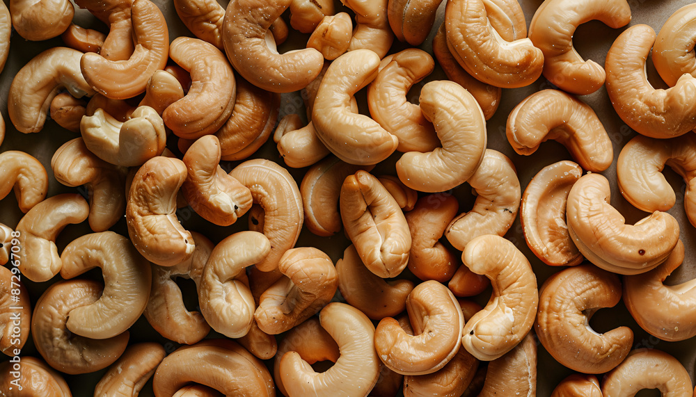 Many tasty cashew nuts as background, top view Many tasty cashew nuts as background, top view