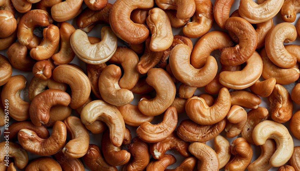 Many tasty cashew nuts as background, top view Many tasty cashew nuts as background, top view