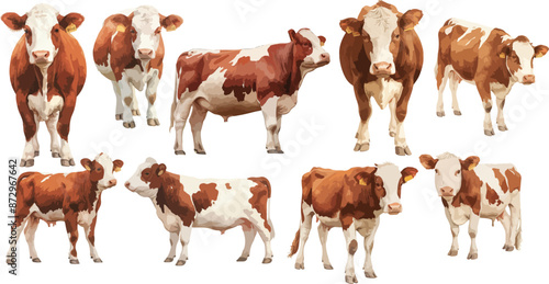 hereford cattle watercolor clipart