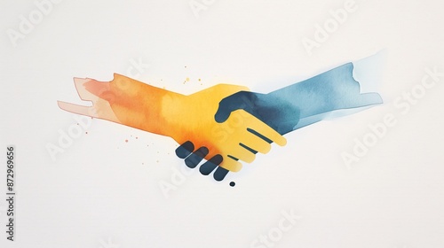watercolor painting of a business handshake