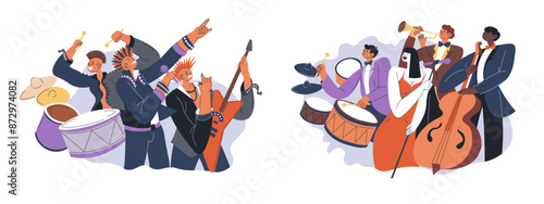 Rock Band Playing Instruments vector