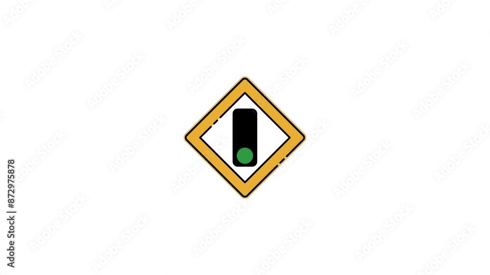 Traffic lights ahead icon animation video for traffic sign concept , isolated warning or symbol 2D animated footage motion graphic design Traffic lights ahead icon animation video for traffic sign concept , isolated warning or symbol 2D animated footage motion graphic design