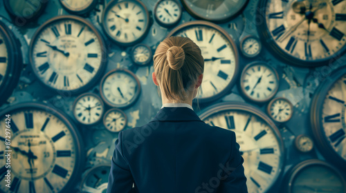 Businesswoman Embracing Time Management with Relaxing Mood