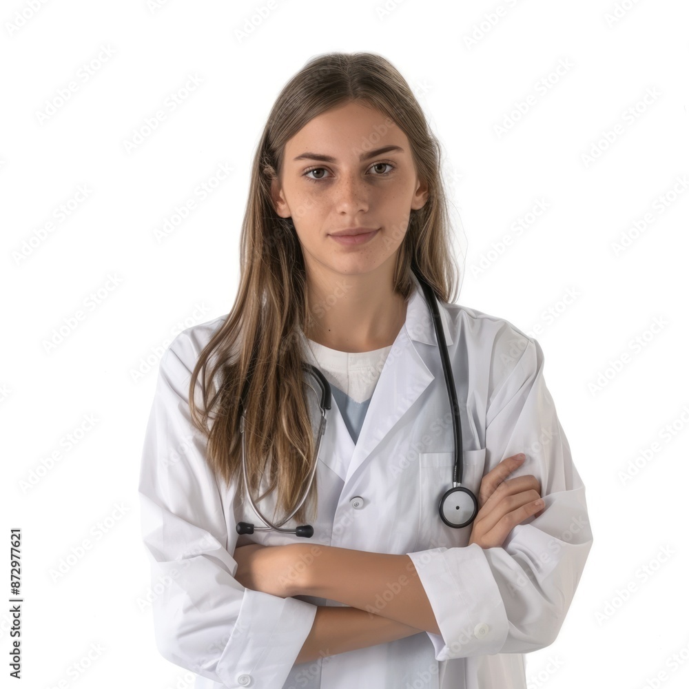 portrait of a young female doctor isolated on white portrait of a young female doctor isolated on white